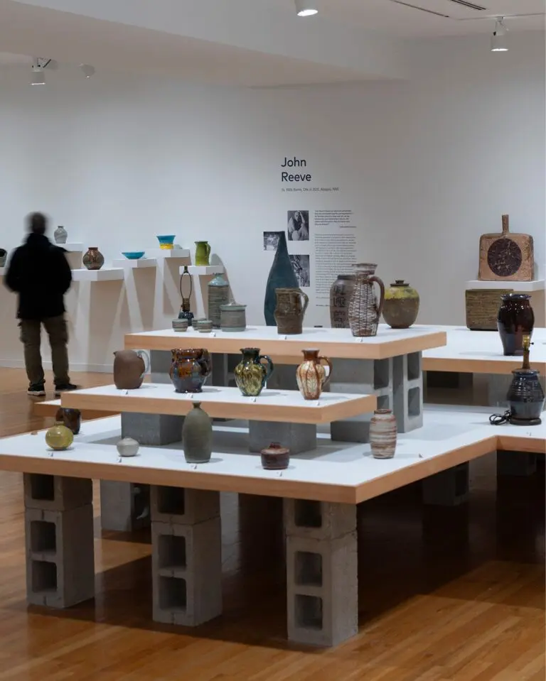 Installation view of Written in Clay with ceramics on display
