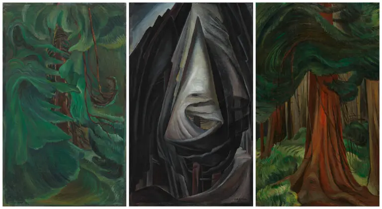 Three portrait paintings of trees by Emily Carr