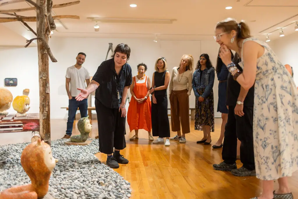 A group enjoys a tour of the exhibition Otani Workshop: Monsters In My Head, exhibition at the Vancouver Art Gallery, May 25, 2025 to November 9, 2025