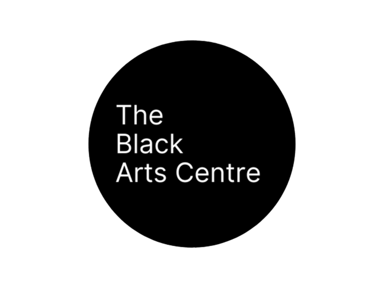 A logo made up of a black circle with white letters on it that read: The Black Arts Centre.