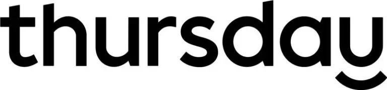 The logo for Thursday Dating that is text in black that reads Thursday