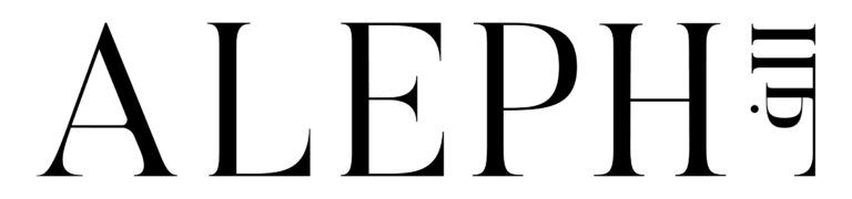 The black logo for Aleph with text in all caps.