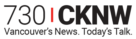 Logo for CKNW that reads in large text: "730 CKNW" with a red line between the words. Below is the tect: "Vancouver's News. Today's Talk."