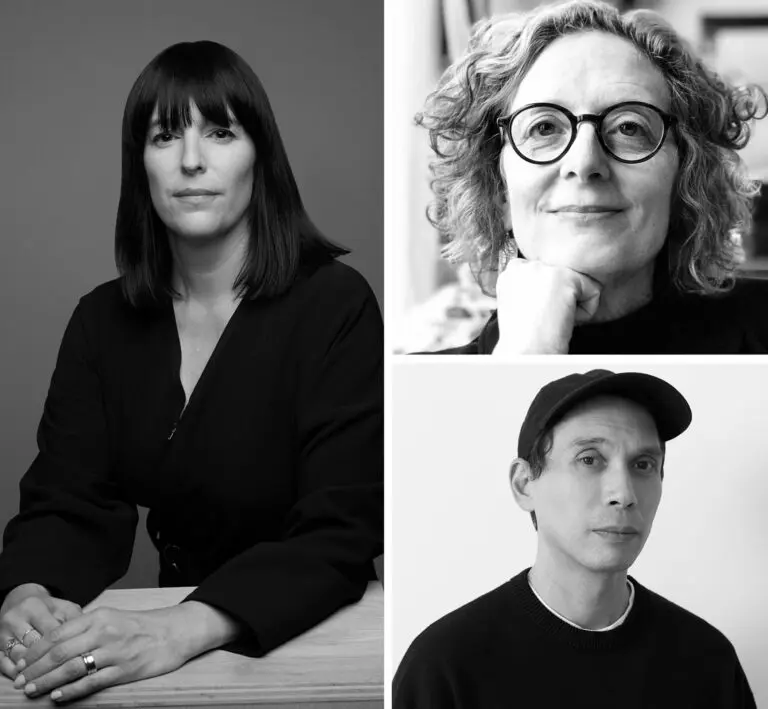 A compilation graphic of three headshot in black and white.