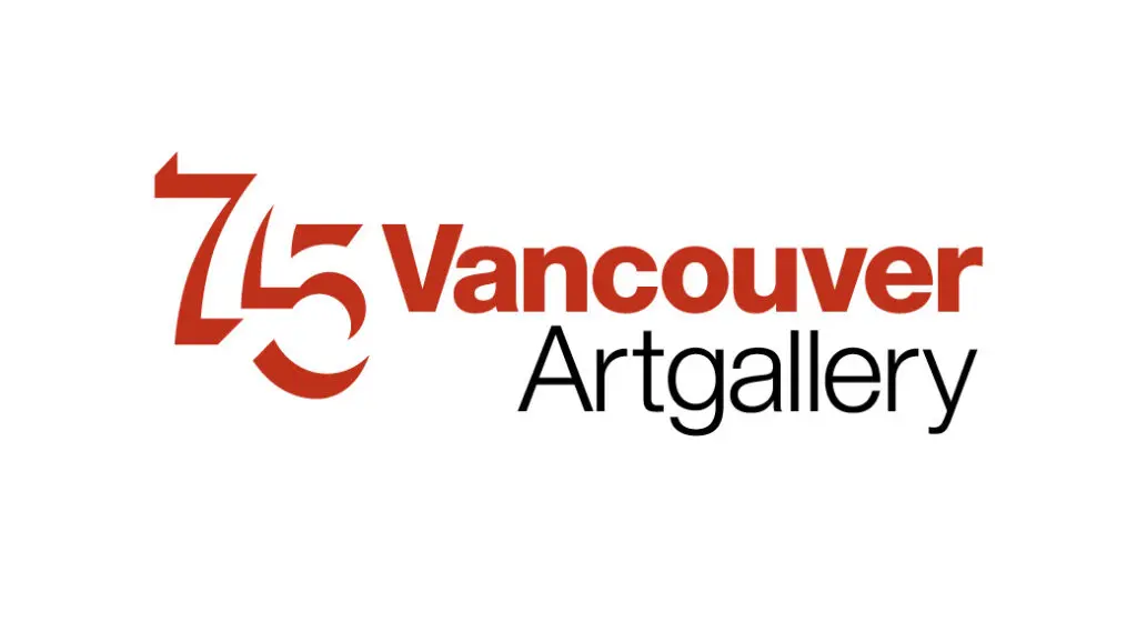 Vancouver Art Gallery logo with Vancouver in red on top of Artgallery and 75 added