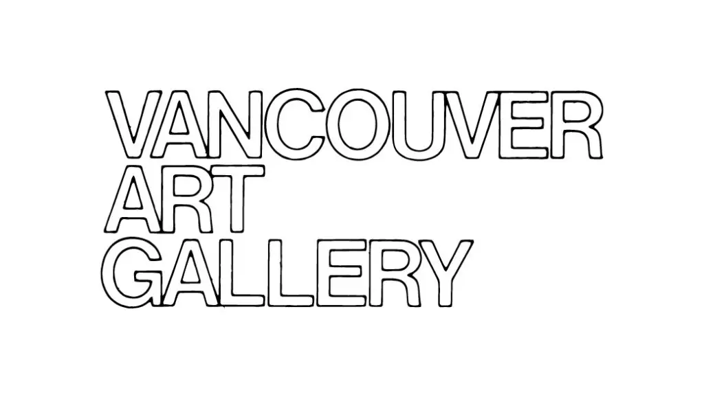 The Gallery's logo from 1977 to 1990 with Vancouver Art Gallery in uppercase letters and outlined in black.
