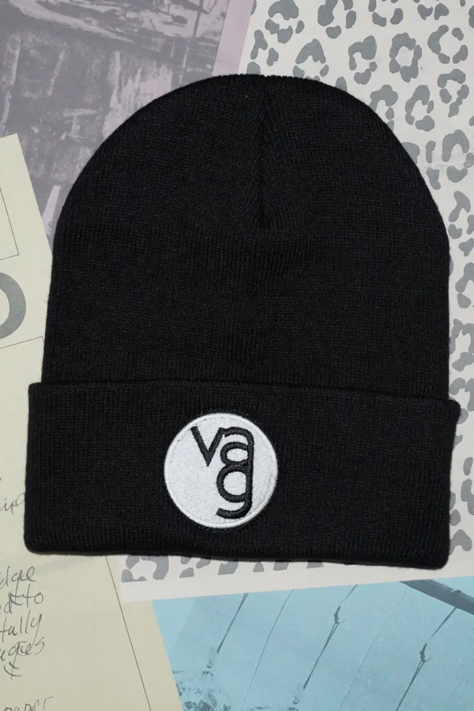 A photograph of a black toque