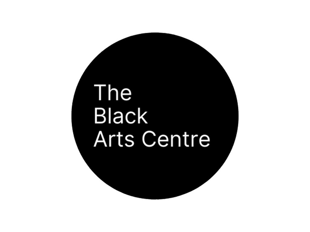 A logo made up of a black circle with white letters on it that read: The Black Arts Centre.