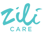 Zili Care logo with teal ‘Zili’ script above ‘CARE’ in uppercase on a black background.