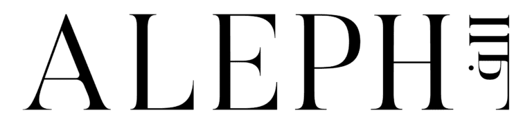 The black logo for Aleph with text in all caps.