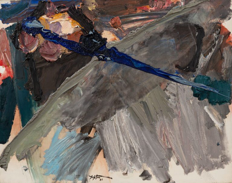 A photo of a abstract painting in darker hues.